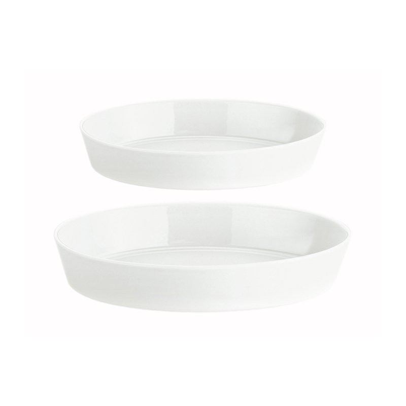2-set Ugnsformar 31 x 23 cm + 26 x 19 cm, vit porslin