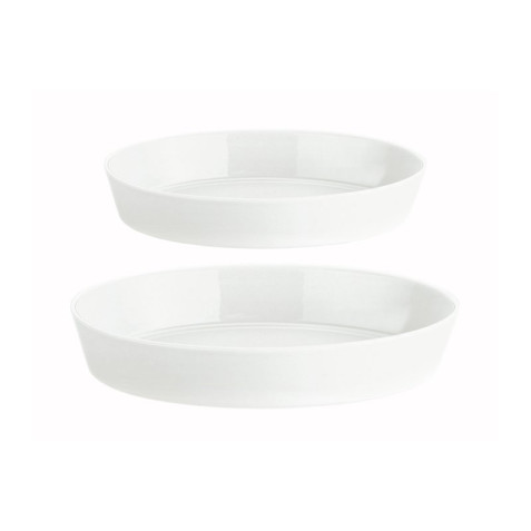 2-set Ugnsformar 31 x 23 cm + 26 x 19 cm, vit porslin